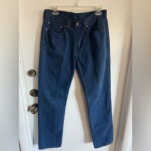 Levi's Navy Blue Denim Button Close-Up